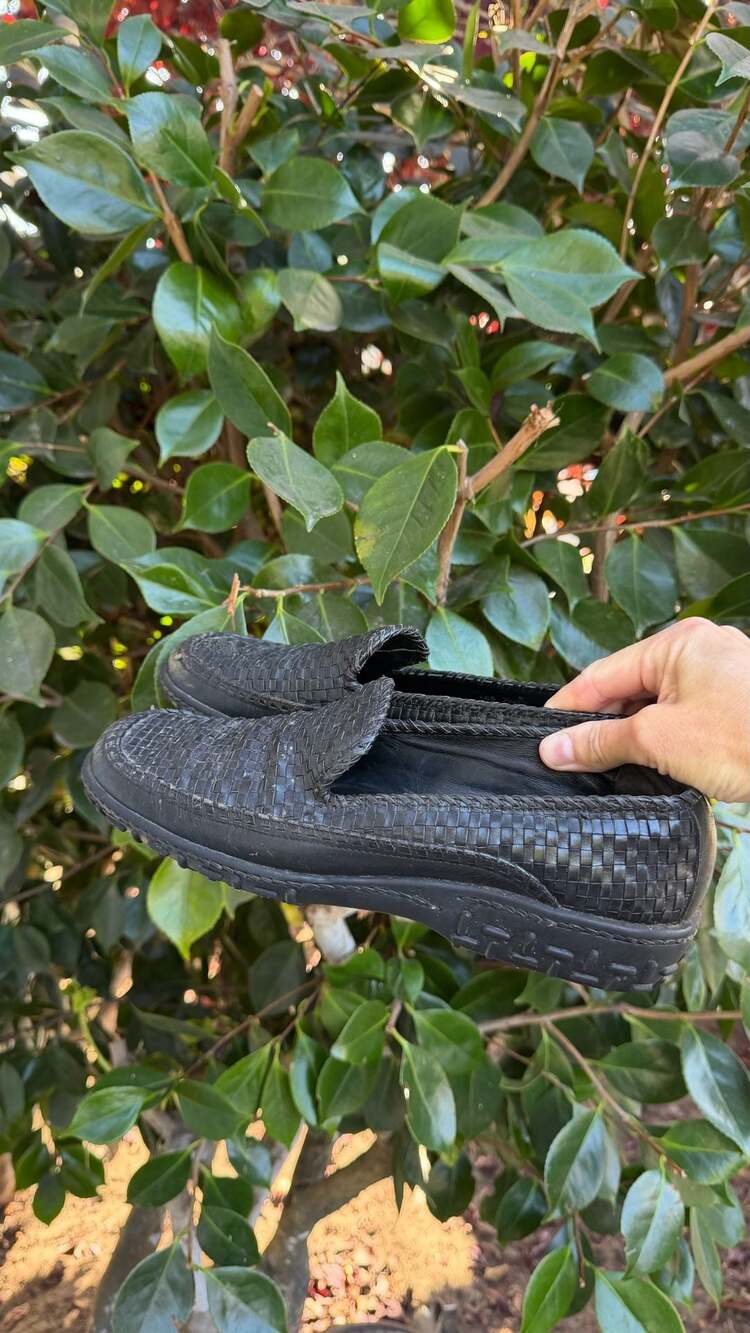 Vintage Cole Haan Black Woven Leather Loafers